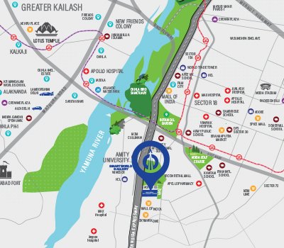 Mobile location map of Smartworld Le Courtyard Sector 98 Noida
