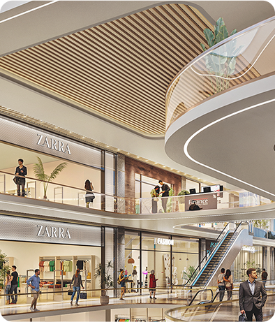 Retail and dining ambiance at Smartworld Le Courtyard Noida mobile view