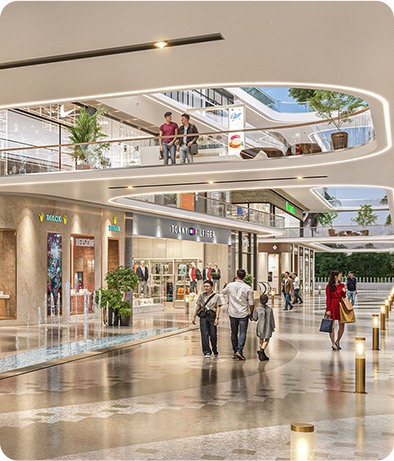 Modern high street retail architecture at Smartworld Le Courtyard Noida mobile view
